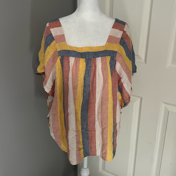 beachlunchlounge Tops - Beachlunchlounge linen cotton blend square neck size L